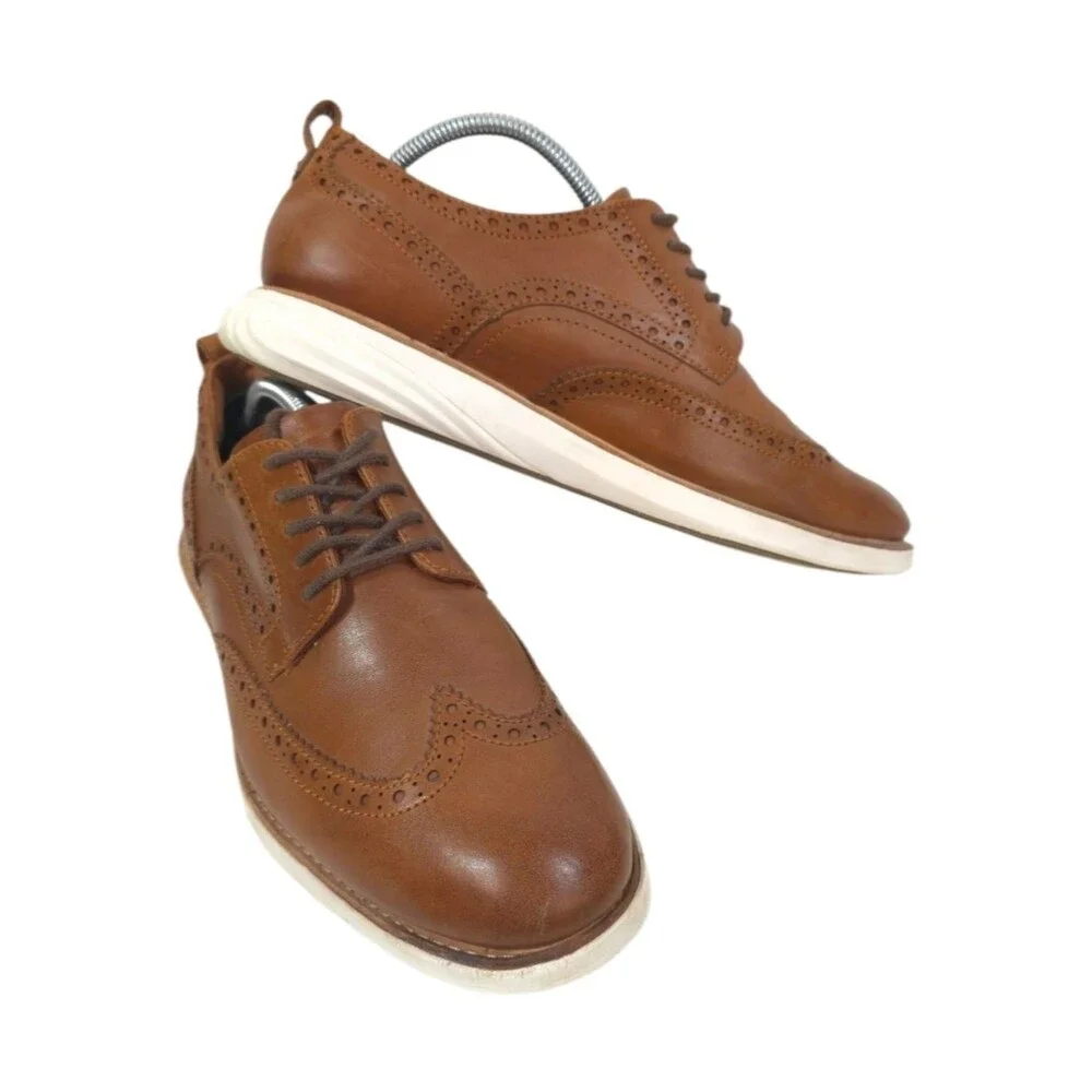 Cole Haan GrandEvolution Wingtip Oxford Brown Leather Dress Shoes Size 9M